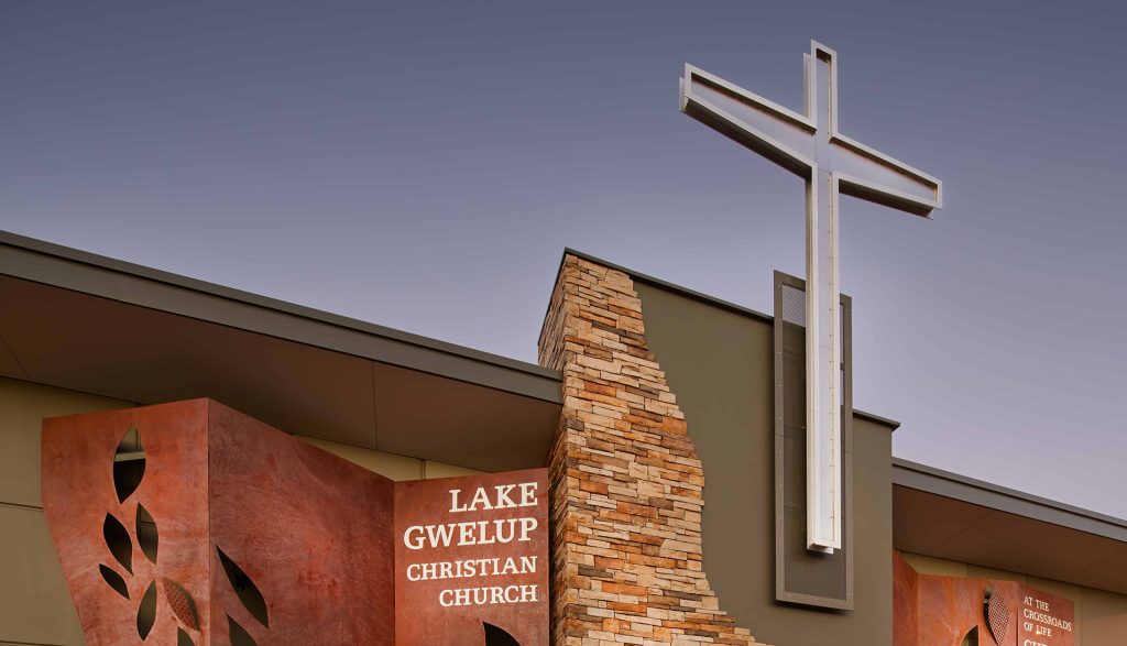 Church frontage with cross